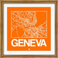 Orange Map of Geneva Fine Art Print