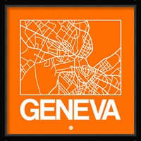 Orange Map of Geneva Fine Art Print