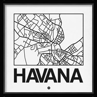 White Map of Havana Fine Art Print