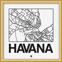 White Map of Havana Fine Art Print