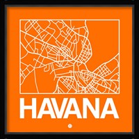 Orange Map of Havana Fine Art Print