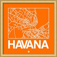 Orange Map of Havana Fine Art Print