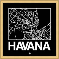 Black Map of Havana Fine Art Print