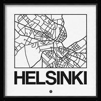 White Map of Helsinki Fine Art Print