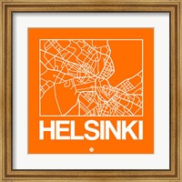 Orange Map of Helsinki Fine Art Print