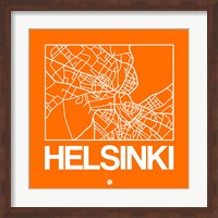 Orange Map of Helsinki Fine Art Print