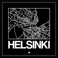 Black Map of Helsinki Fine Art Print