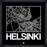 Black Map of Helsinki Fine Art Print
