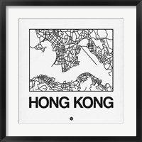 White Map of Hong Kong Fine Art Print