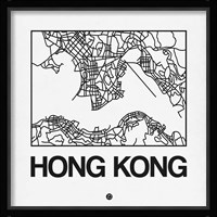 White Map of Hong Kong Fine Art Print