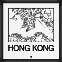 White Map of Hong Kong Fine Art Print
