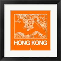 Orange Map of Hong Kong Fine Art Print