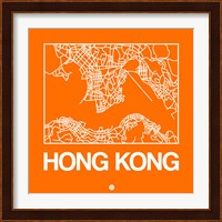 Orange Map of Hong Kong Fine Art Print