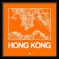 Orange Map of Hong Kong Fine Art Print