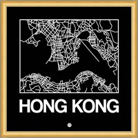 Black Map of Hong Kong Fine Art Print