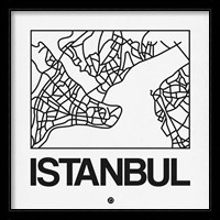 White Map of Istanbul Fine Art Print