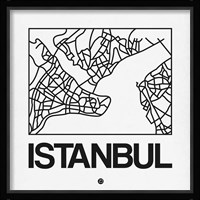 White Map of Istanbul Fine Art Print