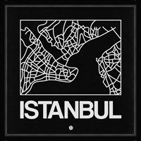 Black Map of Istanbul Fine Art Print