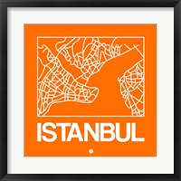 Orange Map of Istanbul Fine Art Print