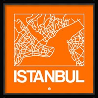 Orange Map of Istanbul Fine Art Print