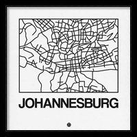 White Map of Johannesburg Fine Art Print