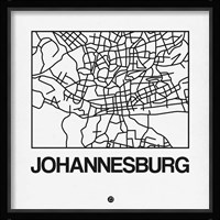 White Map of Johannesburg Fine Art Print