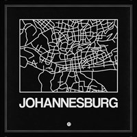 Black Map of Johannesburg Fine Art Print