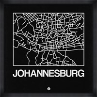 Black Map of Johannesburg Fine Art Print