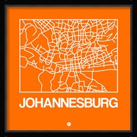 Orange Map of Johannesburg Fine Art Print