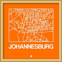 Orange Map of Johannesburg Fine Art Print