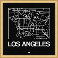 Black Map of Los Angeles Fine Art Print