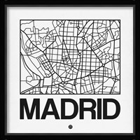 White Map of Madrid Fine Art Print
