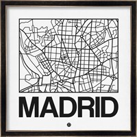 White Map of Madrid Fine Art Print