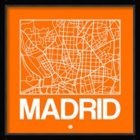 Orange Map of Madrid Fine Art Print