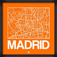 Orange Map of Madrid Fine Art Print