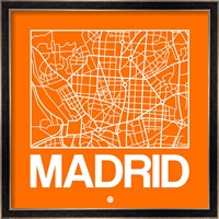 Orange Map of Madrid Fine Art Print