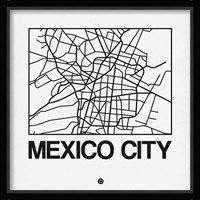 White Map of Mexico City Fine Art Print