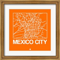 Orange Map of Mexico City Fine Art Print