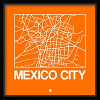 Orange Map of Mexico City Fine Art Print