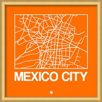 Orange Map of Mexico City Fine Art Print