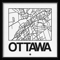 White Map of Ottawa Fine Art Print