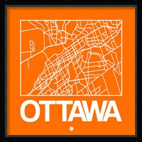 Orange Map of Ottawa Fine Art Print