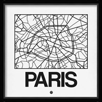 White Map of Paris Fine Art Print