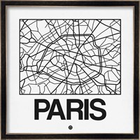White Map of Paris Fine Art Print
