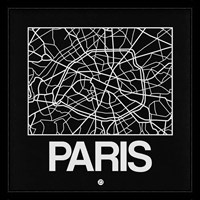 Black Map of Paris Fine Art Print