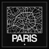 Black Map of Paris Fine Art Print