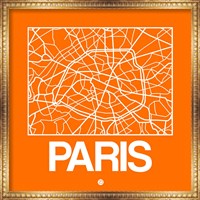 Orange Map of Paris Fine Art Print