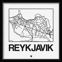 White Map of Reykjavik Fine Art Print