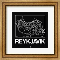 Black Map of Reykjavik Fine Art Print