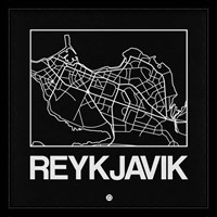 Black Map of Reykjavik Fine Art Print